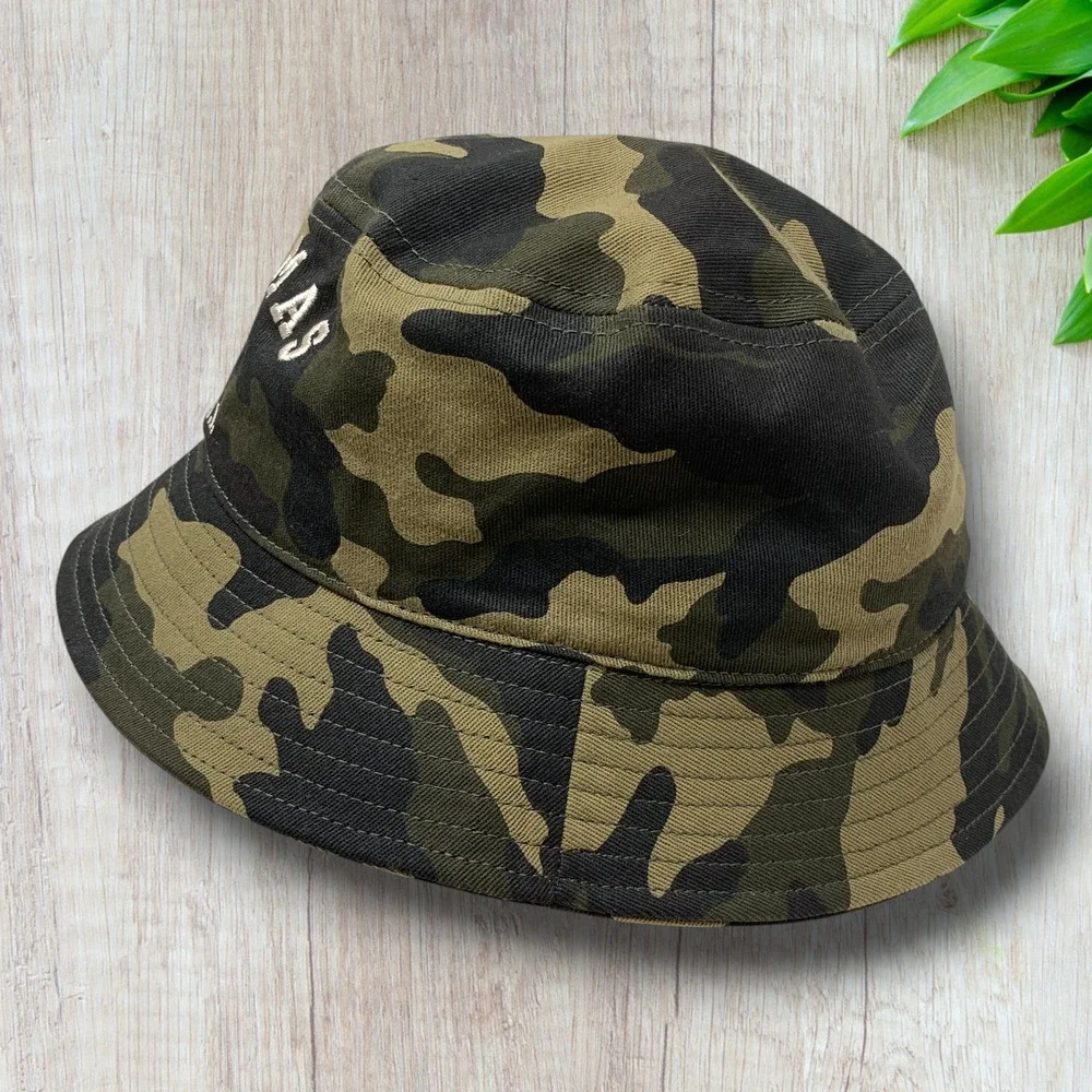 St. Thomas US Virgin Islands Camo Camouflage Canvas Bucket Hat Cap Beach Party